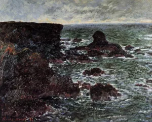 The painting Claude Monet Rocky Coast and the Lion Rock, Belle-Ile