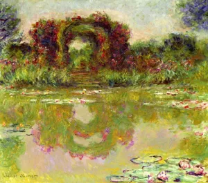 The painting Claude Monet Rose Arches at Giverny also known as The Floral Arch