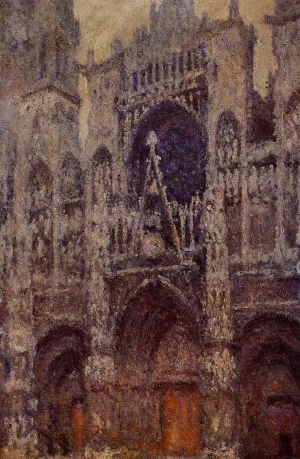 Rouen Cathedral, the Portal, Grey Weather by Claude Monet - Hand-Painted Oil Painting Reproduction