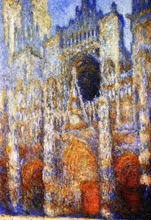 Rouen Cathedral, West Facade, Midday by Claude Monet - Hand-Painted Oil Painting Reproduction