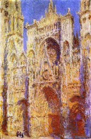 Rouen Cathedral, West Facade Sunlight by Claude Monet - Hand-Painted Oil Painting Reproduction