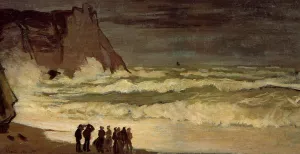 Rough Sea at Etretat by Claude Monet - Hand-Painted Oil Painting Reproduction