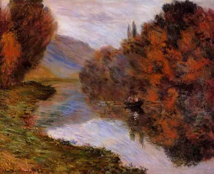 Rowboat on the Seine at Jeufosse by Claude Monet - Hand-Painted Oil Painting Reproduction