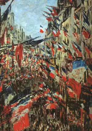 Rue Montargueil with Flags by Claude Monet - Hand-Painted Oil Painting Reproduction