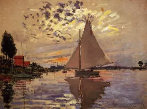 Sailboat at Le Petit-Gennevilliers by Claude Monet - Hand-Painted Oil Painting Reproduction