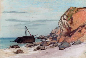 Main Product Photo of Saint-Adresse, Beached Sailboat Painting by Claude Monet