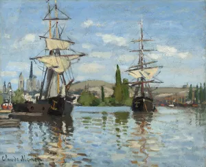 Ships Riding on the Seine at Rouen by Claude Monet - Hand-Painted Oil Painting Reproduction