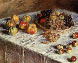 Still Life - Apples and Grapes by Claude Monet - Hand-Painted Oil Painting Reproduction