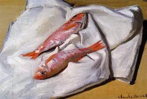 Still Life: Red Mullets by Claude Monet - Hand-Painted Oil Painting Reproduction