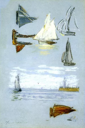 Main Product Photo of Study of Sailboats and Harbor Painting by Claude Monet