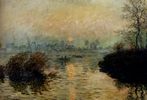 The painting Sun Setting Over The Seine At Lavacourt, Winter Effect