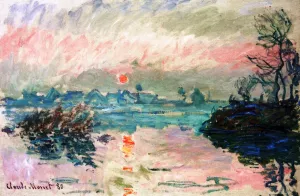Sunset at Lavacourt by Claude Monet - Hand-Painted Oil Painting Reproduction