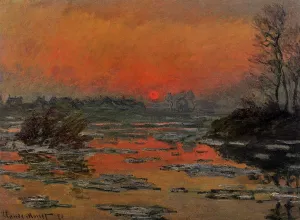 The painting Sunset on the Seine in Winter