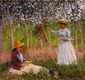 The painting Suzanne Reading and Blanche Painting by the Marsh at Giverny