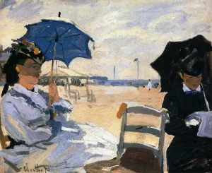 The Beach at Trouville by Claude Monet - Hand-Painted Oil Painting Reproduction