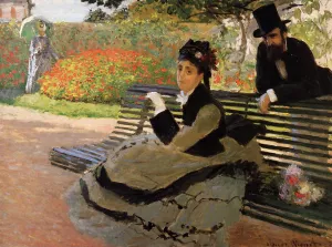 The Bench also known as Camille Monet on a Garden Bench by Claude Monet - Hand-Painted Oil Painting Reproduction