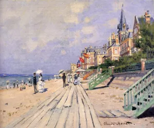 The painting Claude Monet The Boardwalk at Trouville