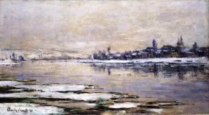 The Breakup of Ice at Lavacourt by Claude Monet - Hand-Painted Oil Painting Reproduction