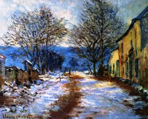 The painting Claude Monet The Effect of Snow at Limetz
