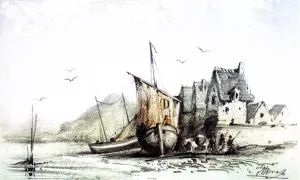 The painting The Old Le Pollet Quarter of Dieppe