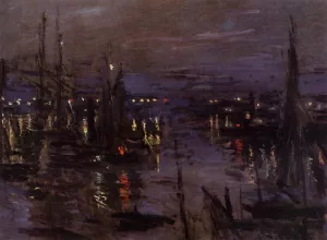 The painting Claude Monet The Port of Le Havre, Night Effect