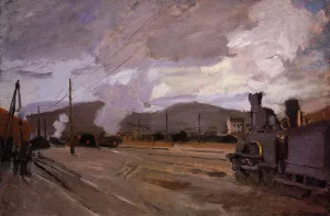 The painting Claude Monet The Railroad Station at Argenteuil