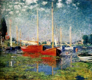 The Red Boats, Argenteuil by Claude Monet - Hand-Painted Oil Painting Reproduction
