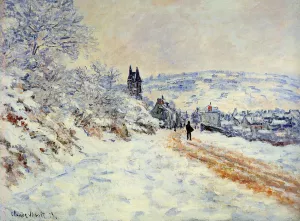 The Road to Vetheuil, Snow Effect by Claude Monet - Hand-Painted Oil Painting Reproduction