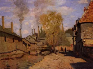 The Robec Stream Rouen aka Factories at Deville near Rouen by Claude Monet - Hand-Painted Oil Painting Reproduction