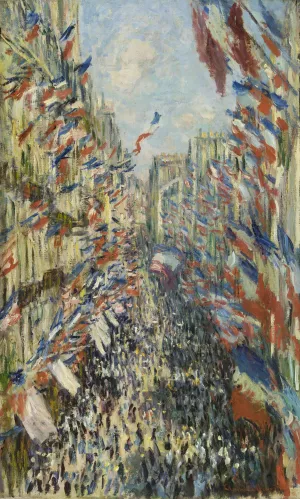 The Rue Montorgueil in Paris. Celebration of June 30, 1878 by Claude Monet - Hand-Painted Oil Painting Reproduction