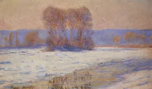 Main Product Photo of The Seine at Bennecourt in Winter Painting by Claude Monet
