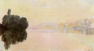 The Seine at Port-Villez, Pink Effect by Claude Monet - Hand-Painted Oil Painting Reproduction