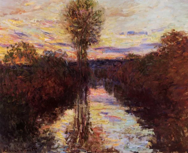 Claude Monet The Small Arm of the Seine at Mosseaux, Evening Oil ...