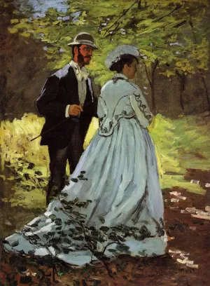 The painting Claude Monet The Strollers (study for 'Luncheon on the Grass'