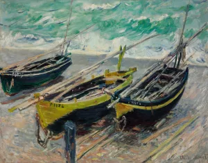 Three Fishing Boats by Claude Monet - Hand-Painted Oil Painting Reproduction