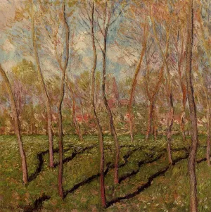Trees in Winter, View of Bennecourt by Claude Monet - Hand-Painted Oil Painting Reproduction