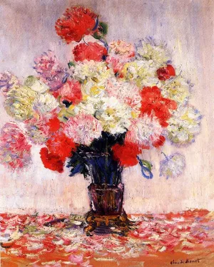 Vase of Peonies by Claude Monet - Hand-Painted Oil Painting Reproduction