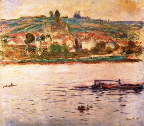 Claude Monet Vetheuil, Barge on the Seine Oil Painting - ClaudeMonetArt.org