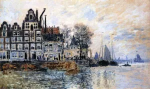 View of Amsterdam by Claude Monet - Hand-Painted Oil Painting Reproduction
