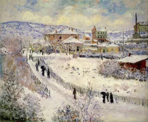 View of Argenteuil in the Snow by Claude Monet - Hand-Painted Oil Painting Reproduction