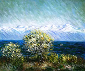 View of the Bay at Antibes and Maritime Alps by Claude Monet - Hand-Painted Oil Painting Reproduction