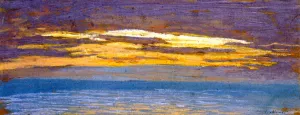 View of the Sea at Sunset by Claude Monet - Hand-Painted Oil Painting Reproduction