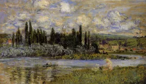 View of Vetheuil by Claude Monet - Hand-Painted Oil Painting Reproduction