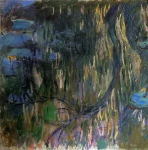 The painting Water-Lilies, Reflections of Weeping Willows Left Half