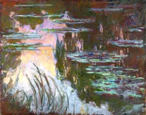 Water-Lilies Setting Sun by Claude Monet - Hand-Painted Oil Painting Reproduction