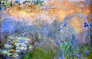 Water-Lily Pond with Irises by Claude Monet - Hand-Painted Oil Painting Reproduction