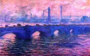 Waterloo Bridge, Overcast Weather 2 by Claude Monet - Hand-Painted Oil Painting Reproduction