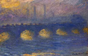 Waterloo Bridge, Overcast Weather by Claude Monet - Hand-Painted Oil Painting Reproduction