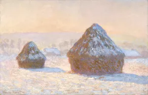 The painting Wheatstacks, Snow Effect, Morning