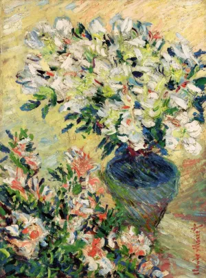 White Azaleas in a Pot by Claude Monet - Hand-Painted Oil Painting Reproduction